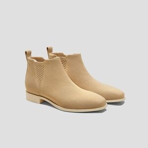 Vivaia Ryan Square Toe Slip On Chelsea Boots in Nude Peach